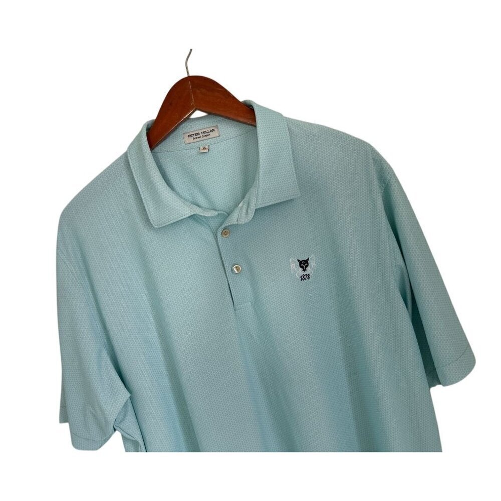 Peter Millar Summer Comfort Polo Shirt Jersey Light Blue Embroidered Fox Blue -